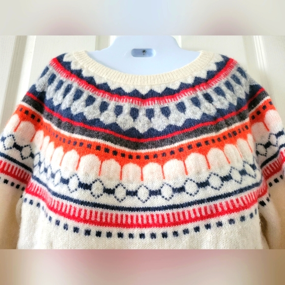 GAP | Ivory/Multicolor Fair Isle Mohair Wool Blend Pullover Knit Sweater - Picture 9 of 10